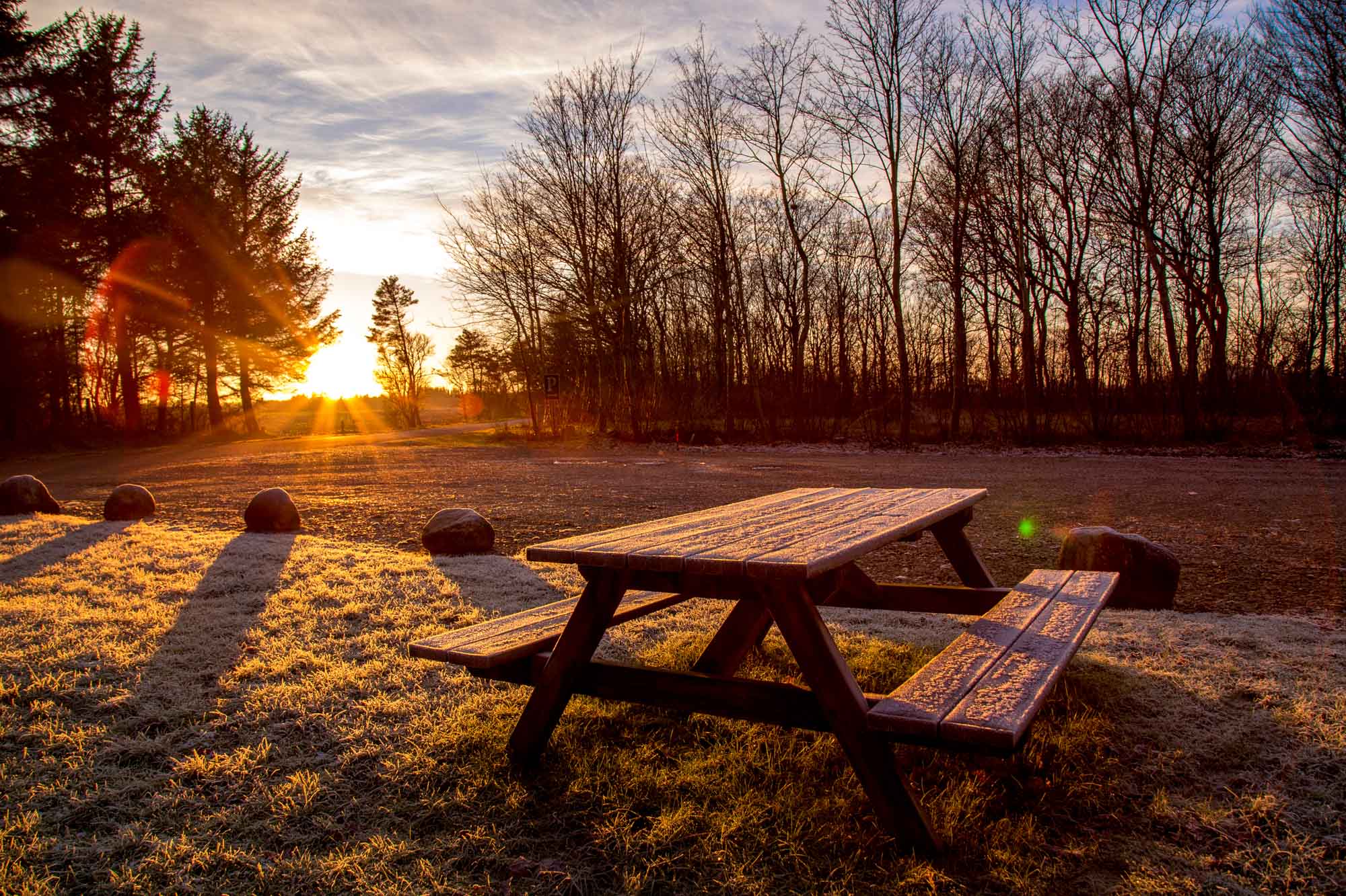 Sonnenaufgang mit Schnee in Dänemark